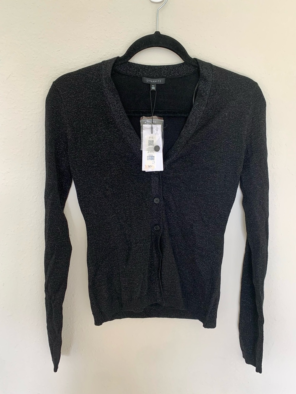 NWT Dynamite Black Shimmery Button Cardigan